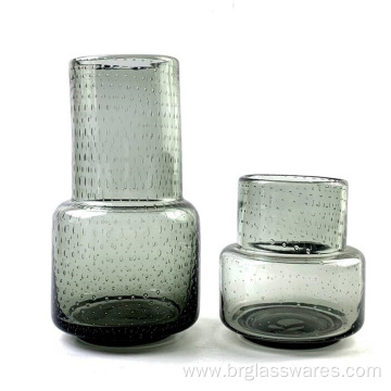 Grey color bubble design glass vase